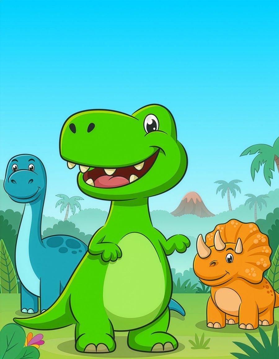 Cover art for Dinosaurs, an A&B Coloring Adventures coloring book for kids ages 3–8