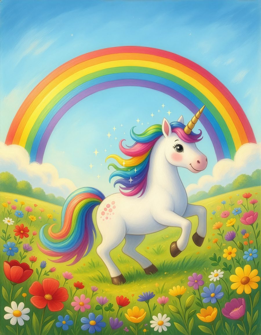 Cover art for Unicorns & Rainbows, an A&B Coloring Adventures coloring book for kids ages 3–8